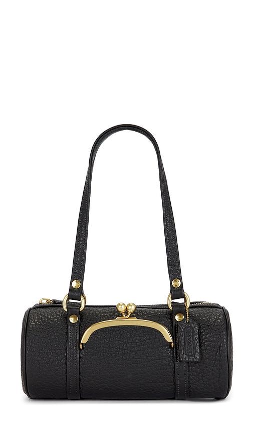 Coach Coach Originals Textured Pebble Leather Kisslock Barrel Bag 28 in Black by COACH
