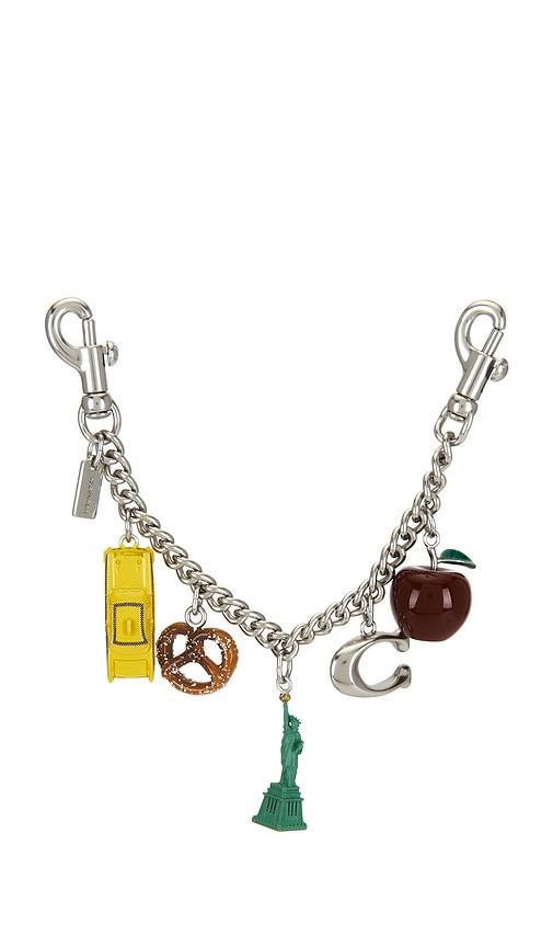 Coach New York Motif Chain Bag Charm in Metallic Silver by COACH