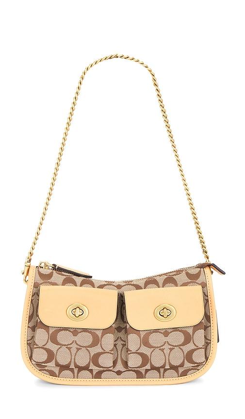Coach Originals Sateen Signature Jacquard Twin Turnlock Waverly Shoulder Bag in Brown by COACH
