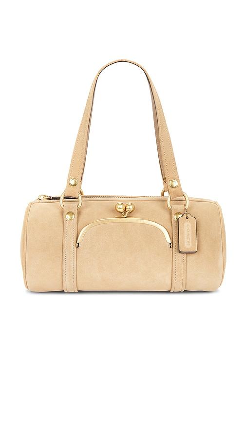 Coach Originals Suede Kisslock Barrel Bag in Beige by COACH