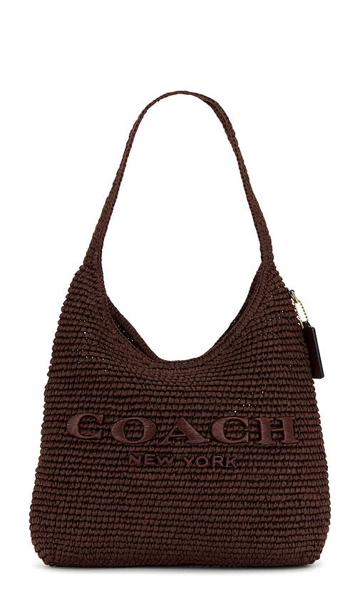 Coach Refined Weave Straw Brooklyn 28 in Brown by COACH