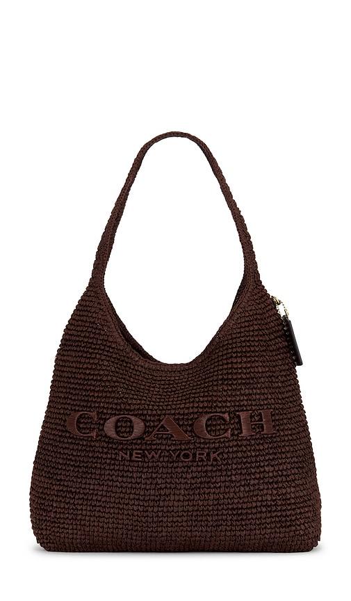 Coach Refined Weave Straw Brooklyn 34 in Brown by COACH