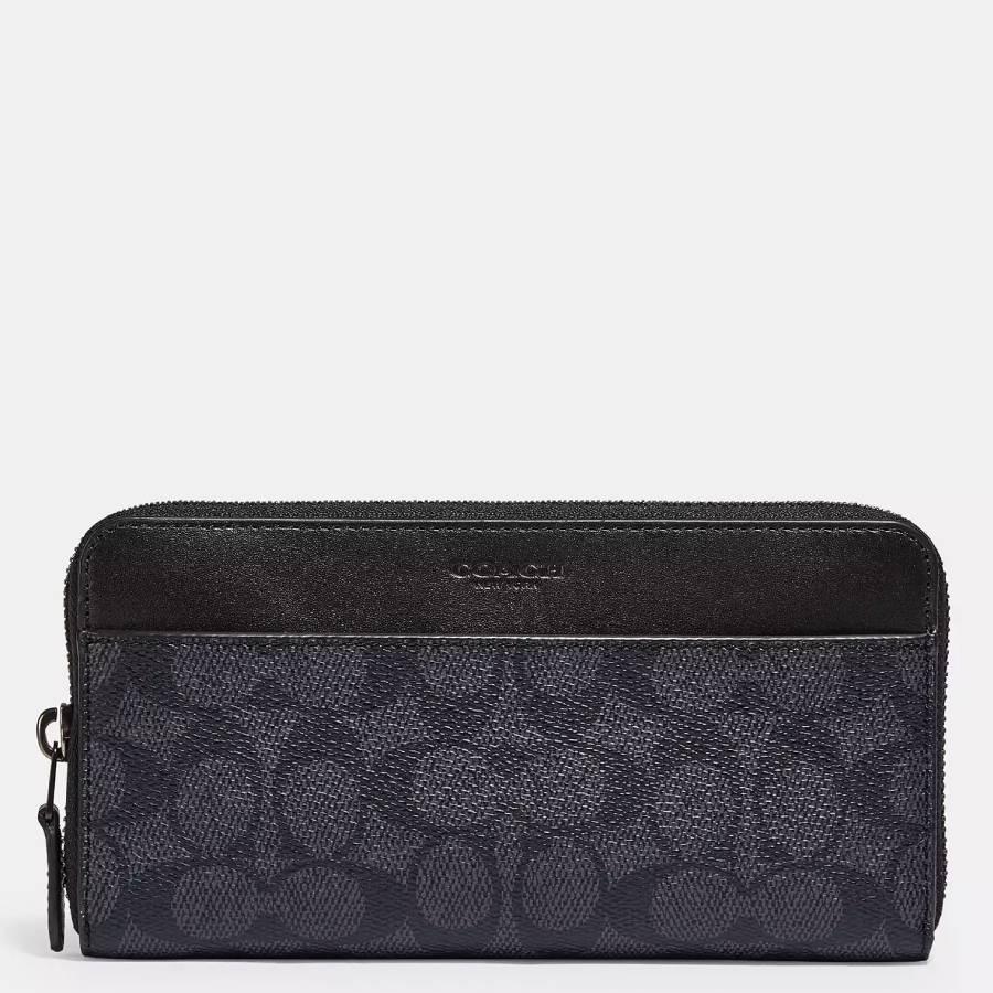 Coach Signature Canvas Accordion Zip Around Wallet by COACH