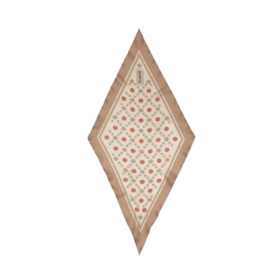 Coach Womens Tea Rose Print Silk Diamond Scarf - Taupe by COACH