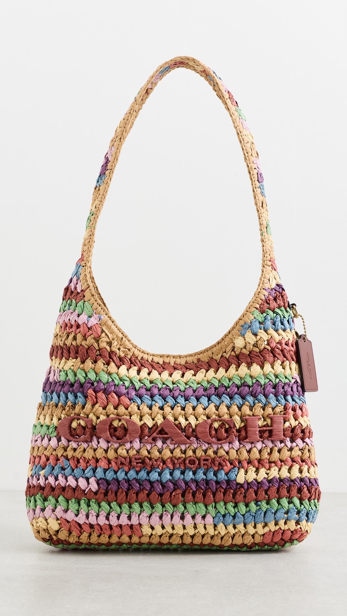 Large Weave Straw Brooklyn Shoulder Bag 28 by COACH
