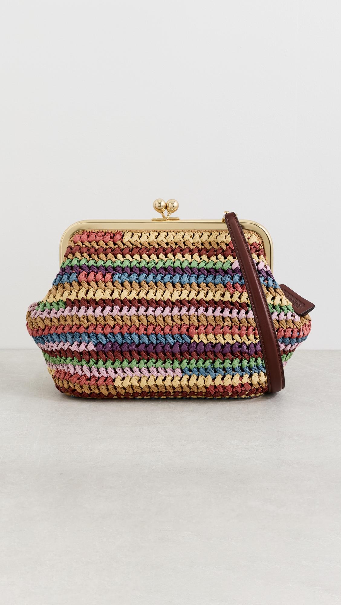 Large Weave Straw Kisslock Frame Bag 27 by COACH