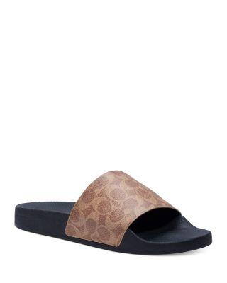 Men's Signature Canvas Pool Slides by COACH