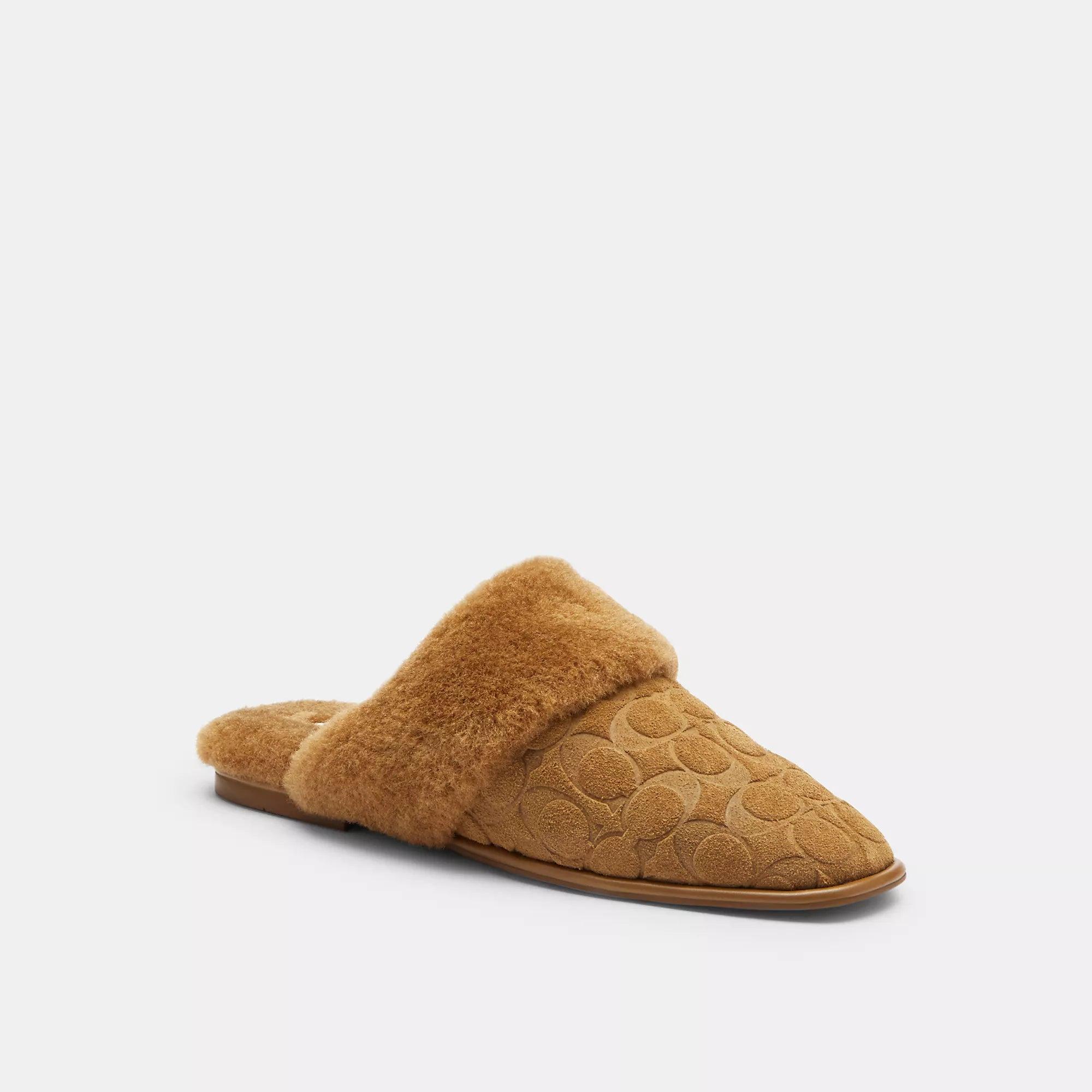 Coach Outlet Sherpa Flat Mule In Signature Suede by COACH OUTLET