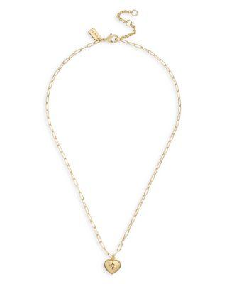 Pav&eacute; Iconic Heart Pendant Necklace in Gold Tone by COACH