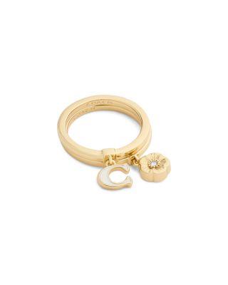 Signature C Tea Rose Charm Ring by COACH