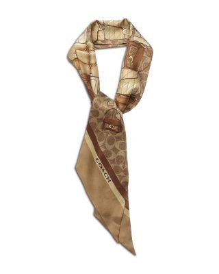 Stacked Tabby Print Silk SkinnyScarf by COACH