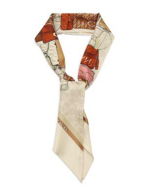 Stacked Tabby Print Silk SkinnyScarf by COACH