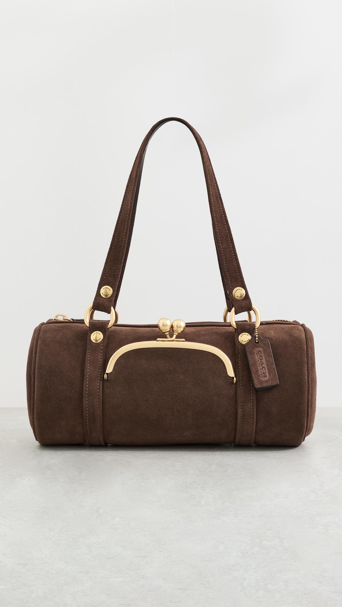 Suede Kisslock Barrel Bag by COACH