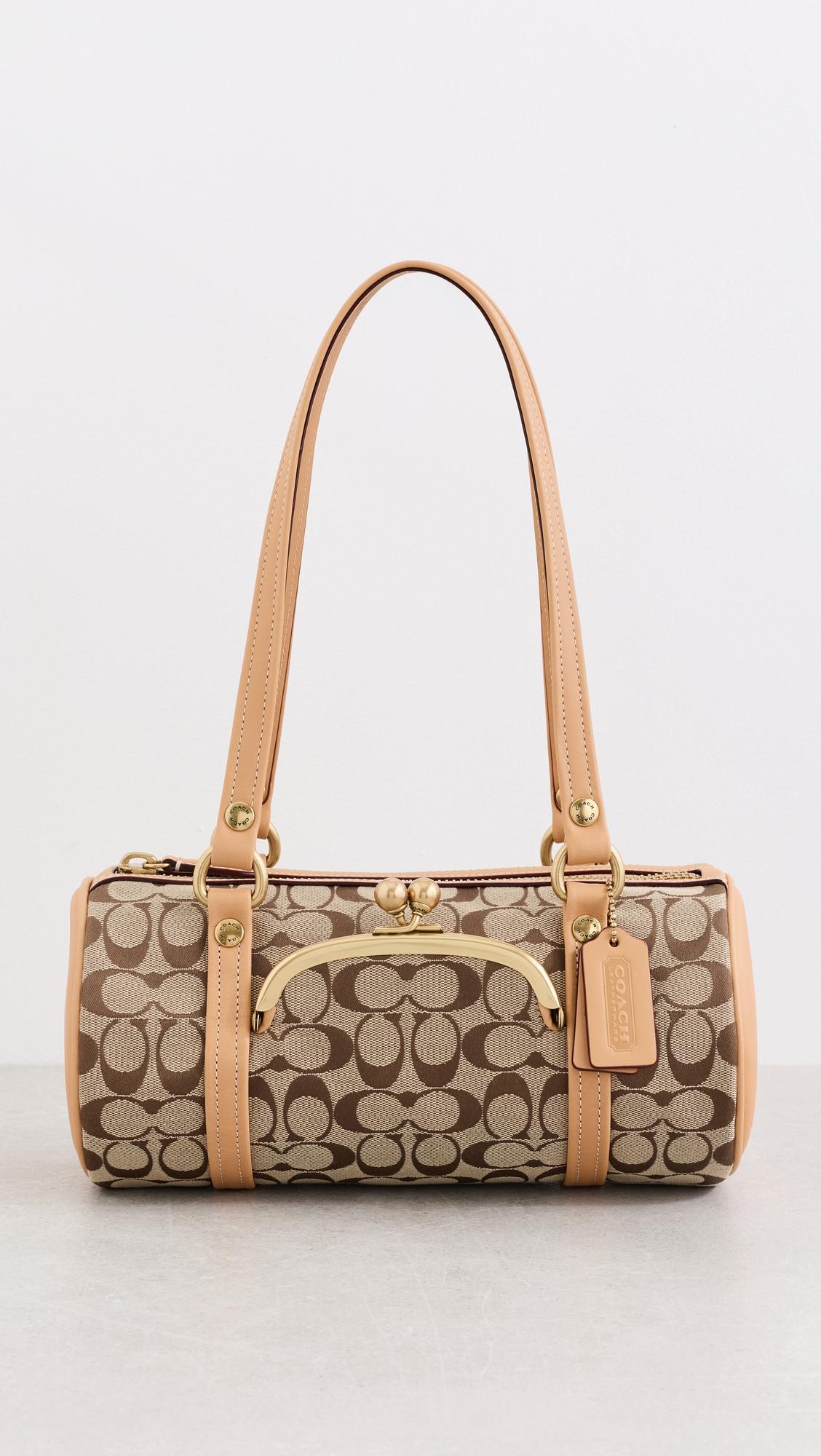 The Coach Originals Signature Jacquard Kisslock Barrel Bag 28 by COACH
