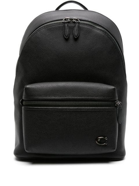 logo-plaque leather backpack by COACH