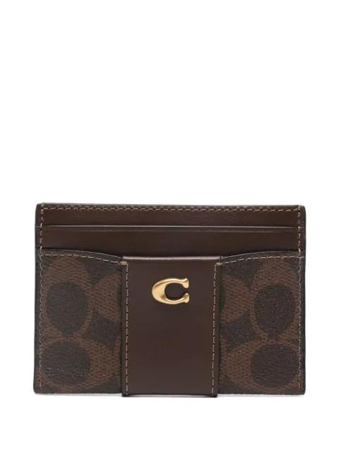 monogram-print logo-plaque card holder by COACH
