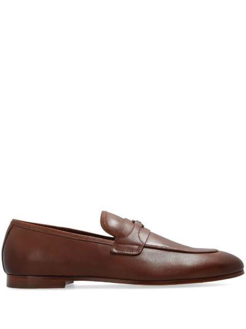 round toe leather loafers by COACH