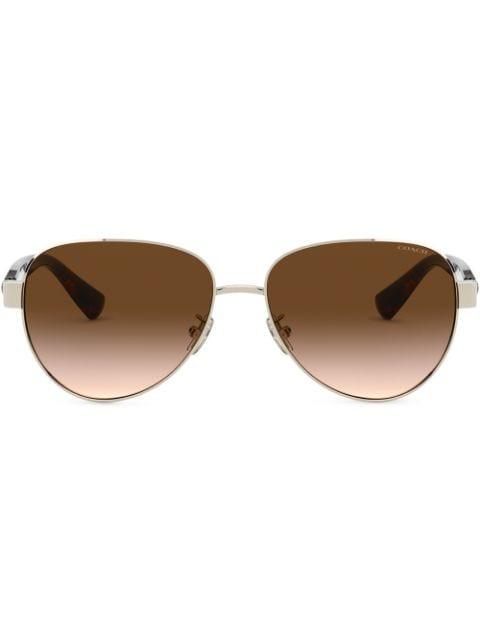 tortoiseshell pilot-frame sunglasses by COACH