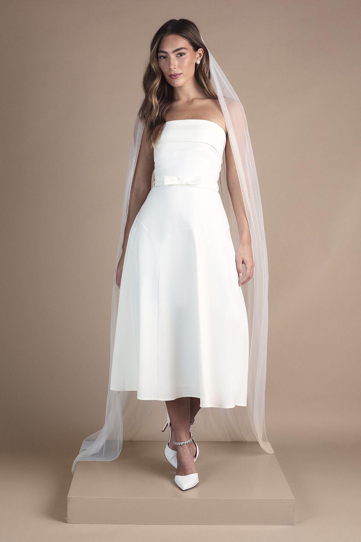 Bandeau Bow Waist Midi Wedding Dress by COAST