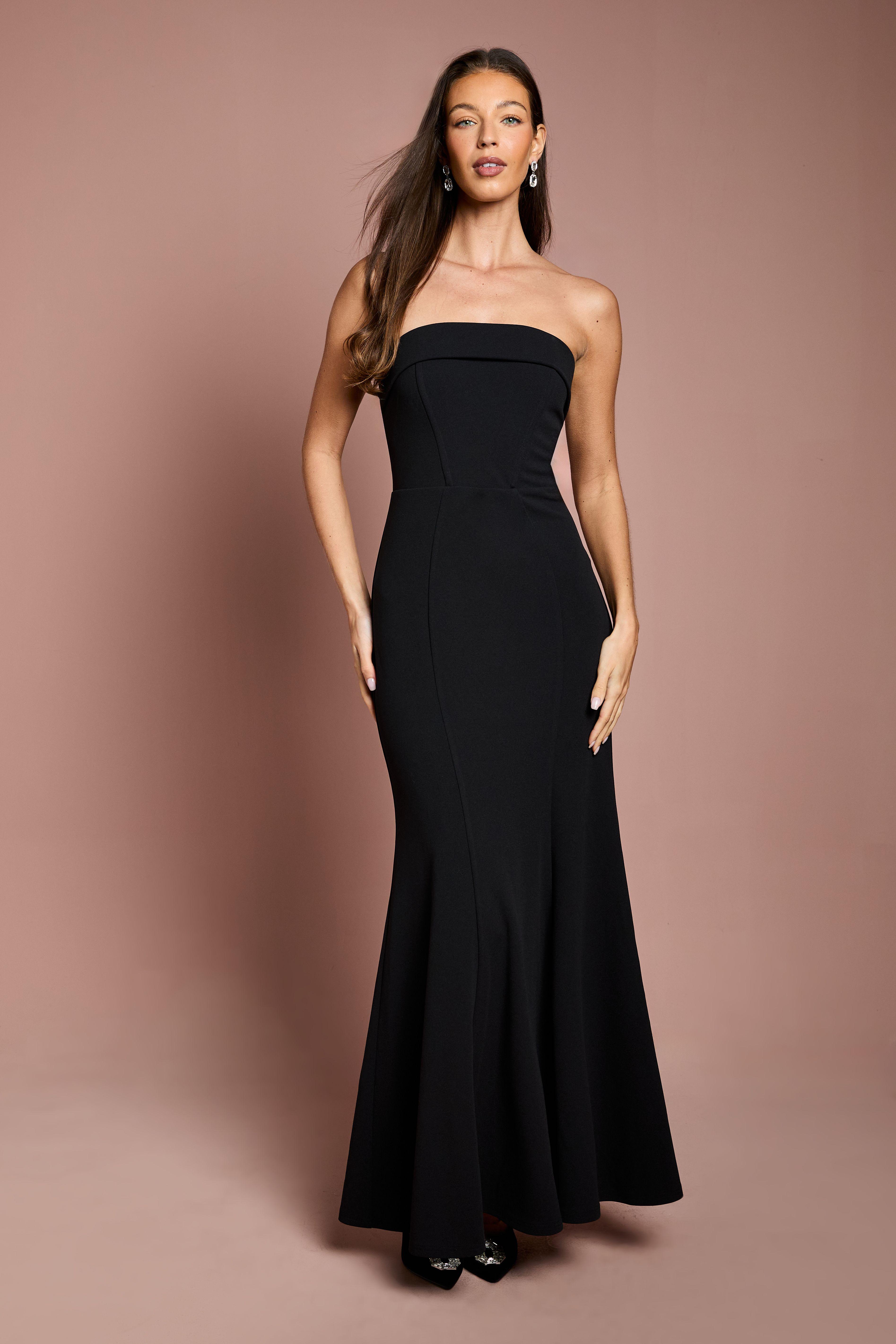 Bandeau Fitted Crepe Fishtail Maxi Dress by COAST