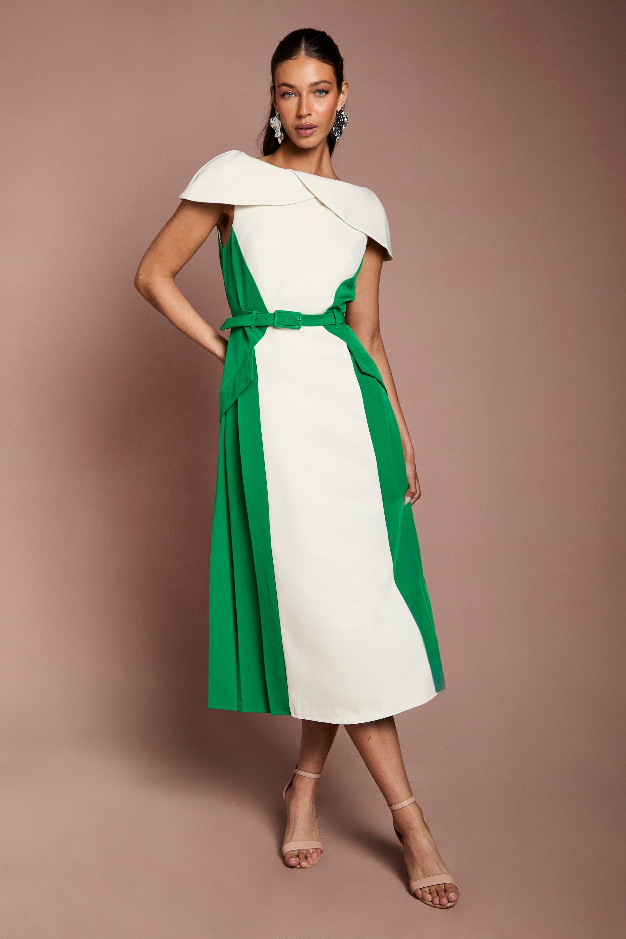Bardot Colour Block Crepe Midi Dress by COAST