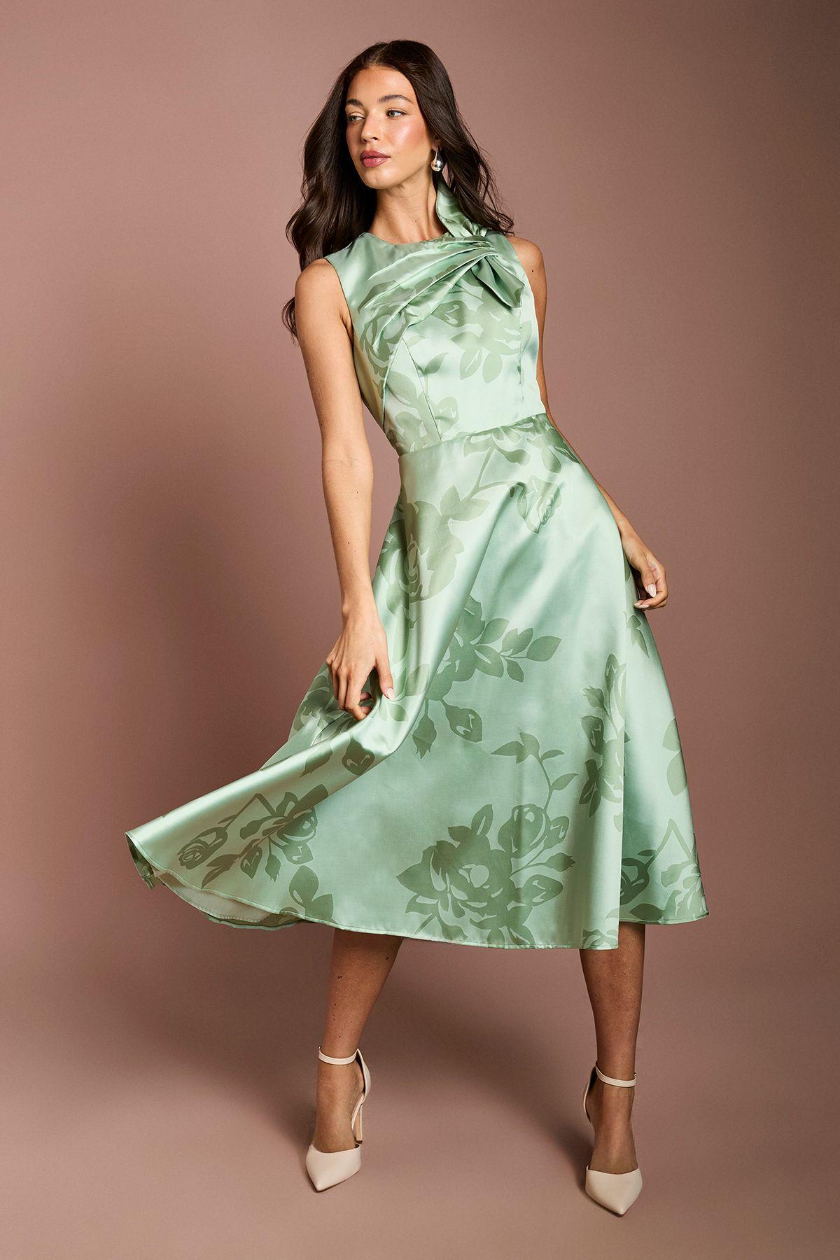 Bow Detail Pleat Midi Dress by COAST