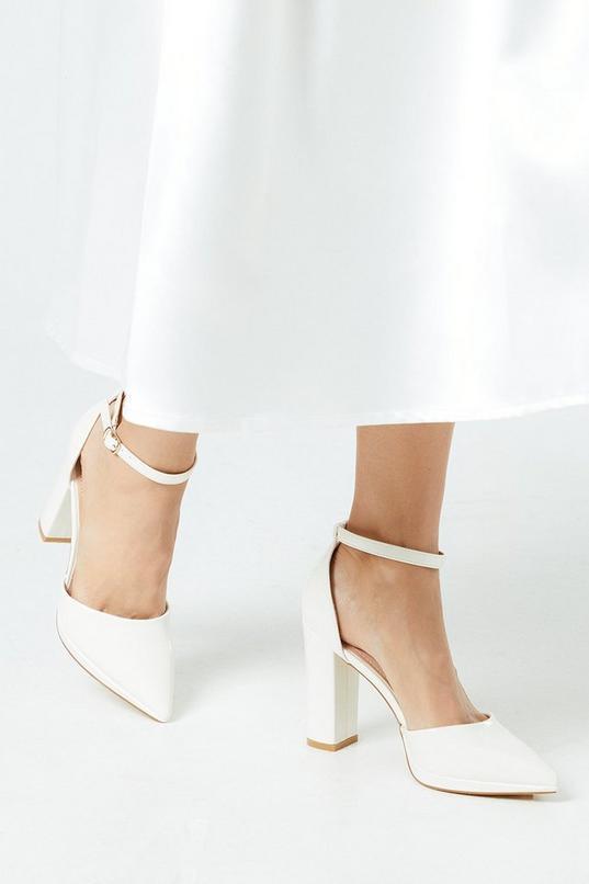 Bridal Sadie Faux Leather Platform Pointed High Block Heel Court Shoes by COAST Bridal Sadie Faux Leather Platform Pointed High Block Heel Court Shoes by COAST