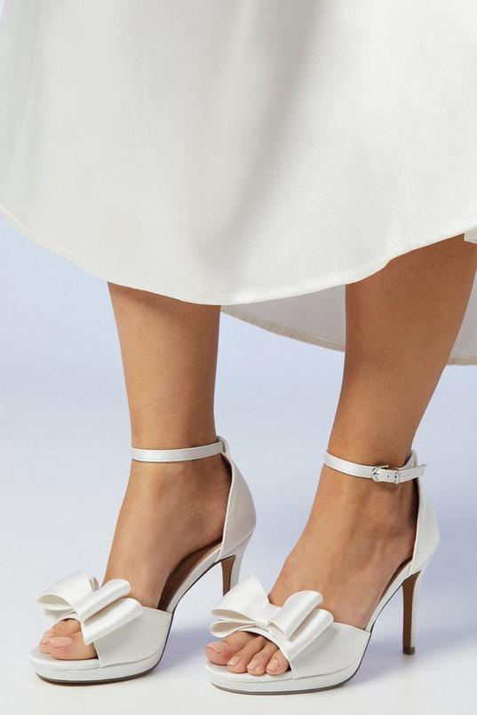 Bridal Tala Satin Structured Bow High Heel Platform Sandals by COAST