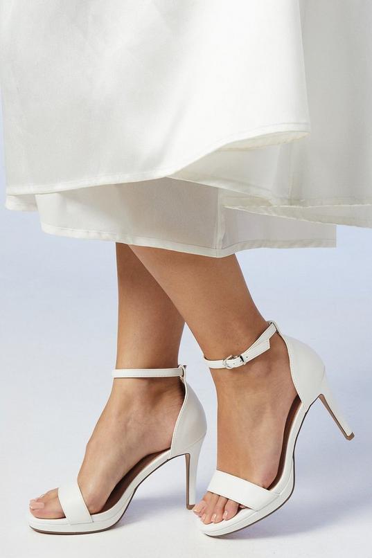 Bridal Wide Fit Talia Faux Leather Platform Heeled Sandals by COAST
