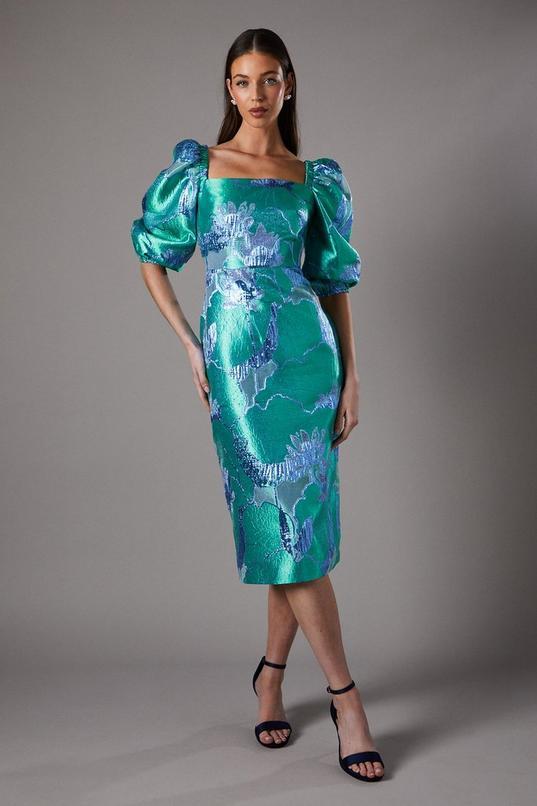 Bubble Sleeve Jacquard Dress by COAST
