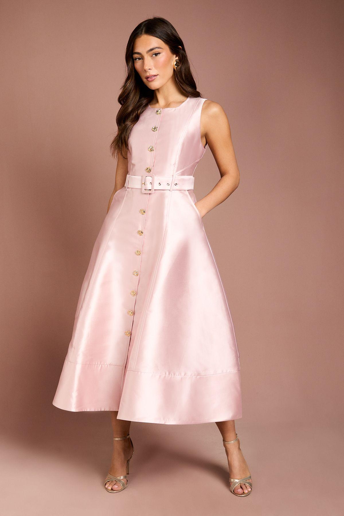 Button Through Belted Prom Dress by COAST