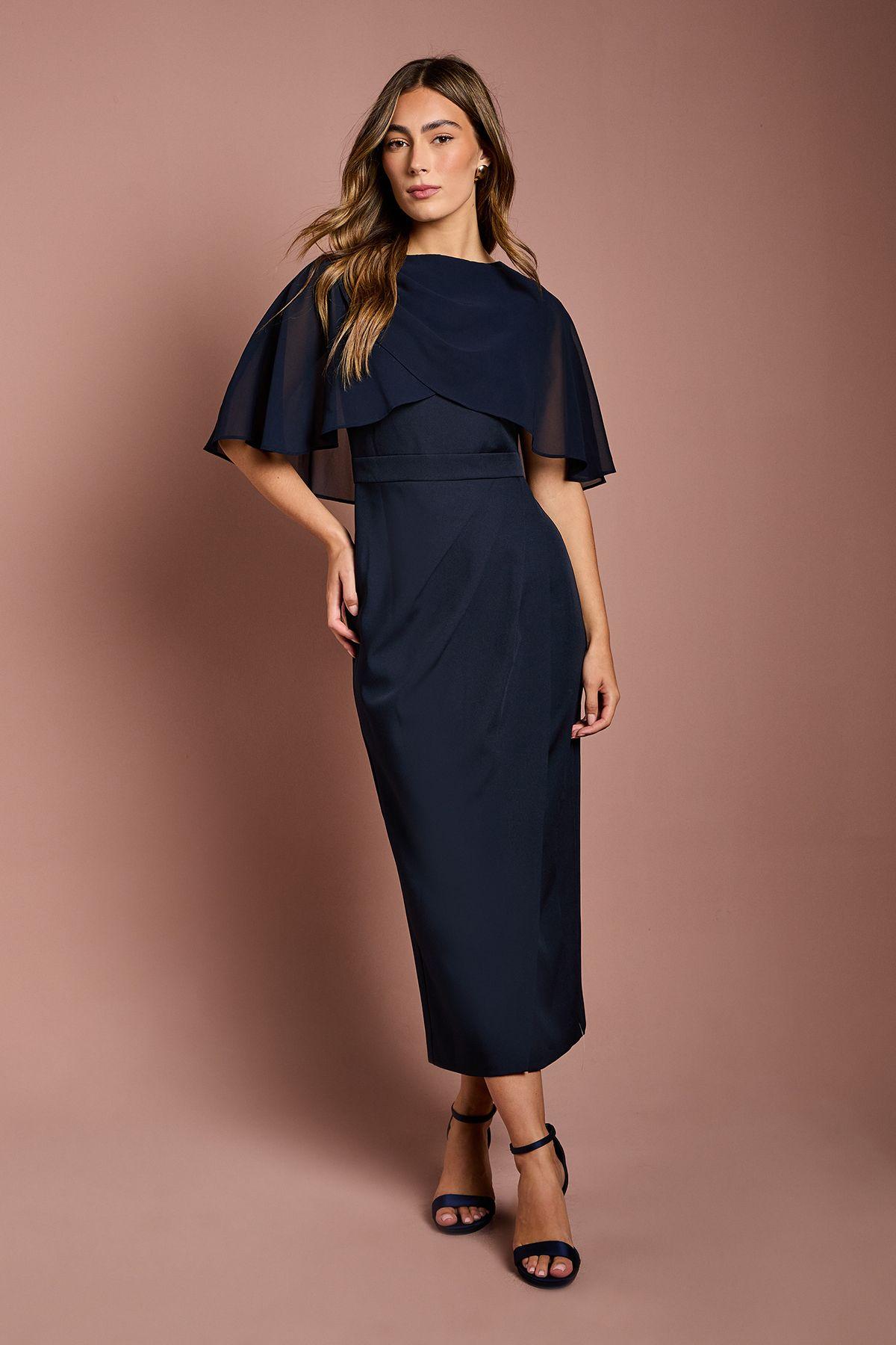 Chiffon Cape Pencil Dress by COAST