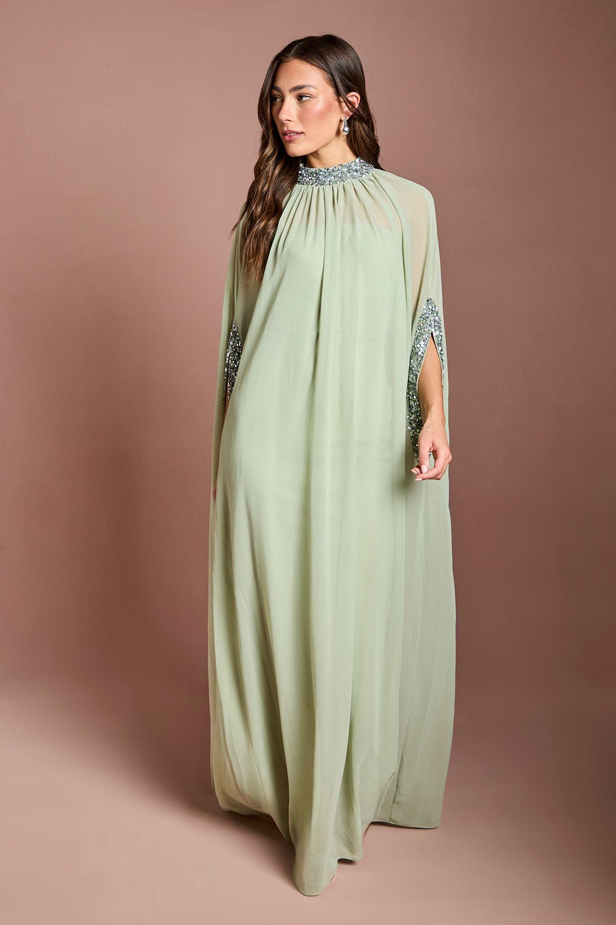 Chiffon Cape Style Sequin Maxi Dress by COAST