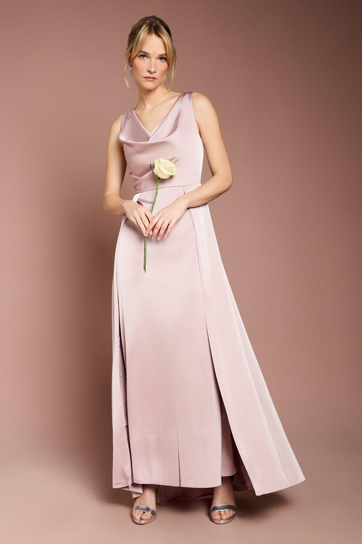 Coast Honoured Petite Sleeveless Cowl Neck Satin Maxi Bridesmaid Dress by COAST