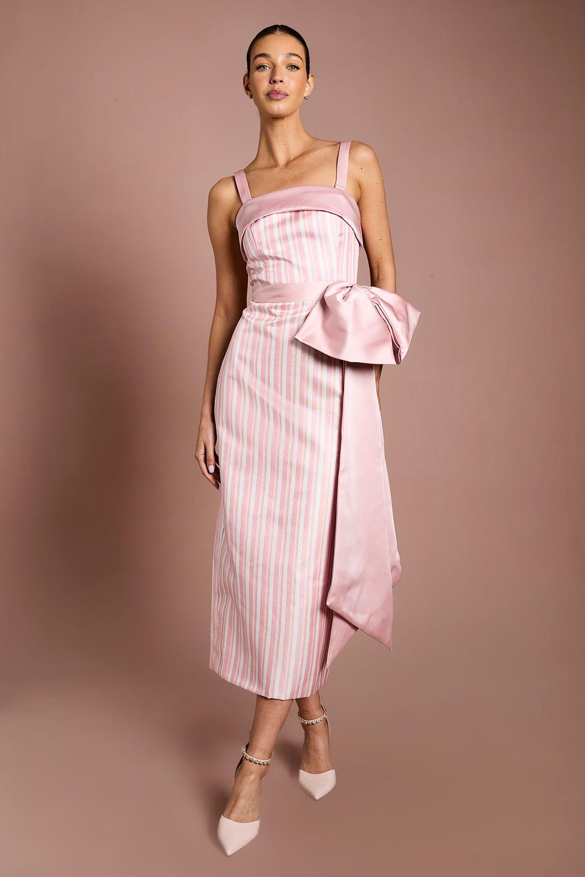 Coast Muse Striped Bow Detail Column Maxi Dress by COAST