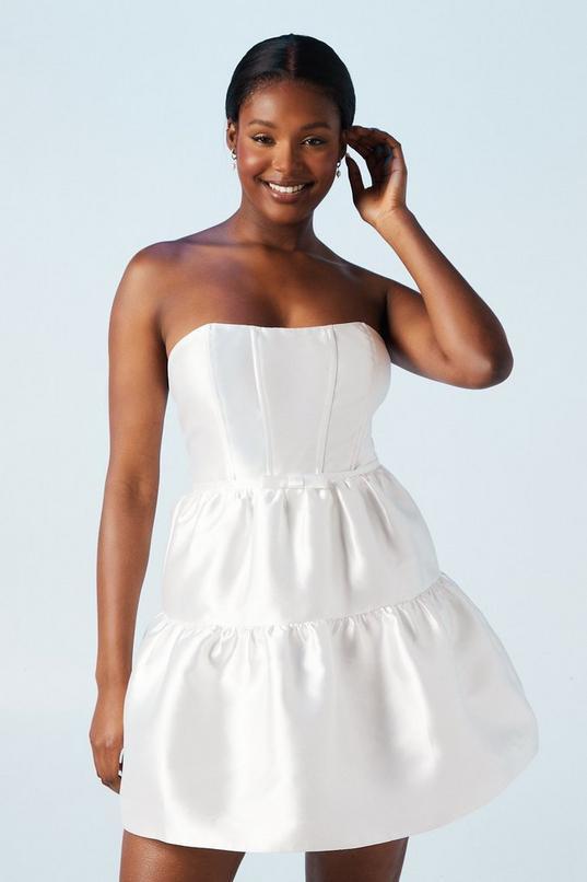 Corset Bandeau Twill Full Skirted Mini Dress by COAST
