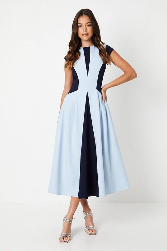 Crepe Colour Block Midi Dress by COAST