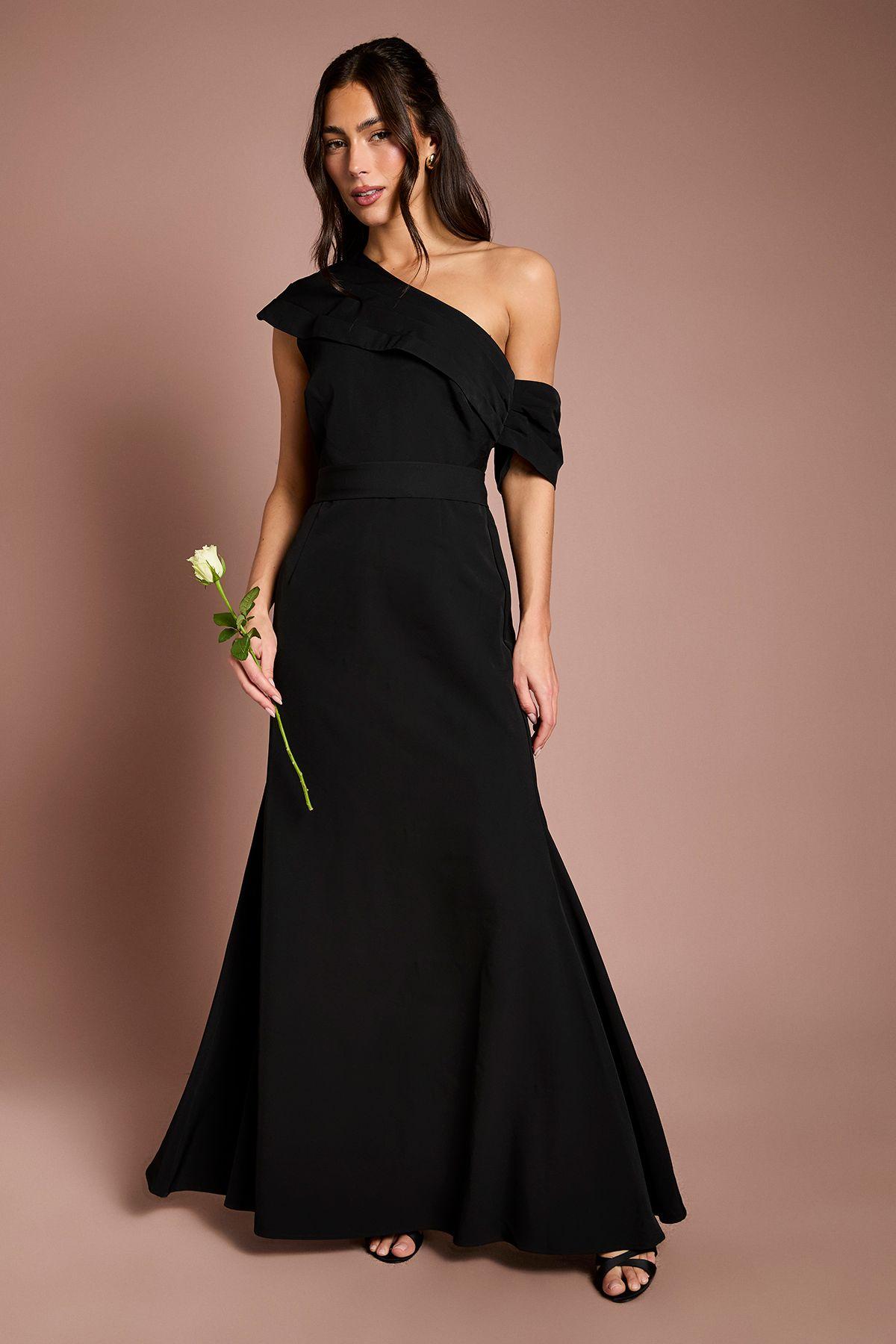 Crepe High Neck One Shoulder Bridesmaid Maxi Dress by COAST