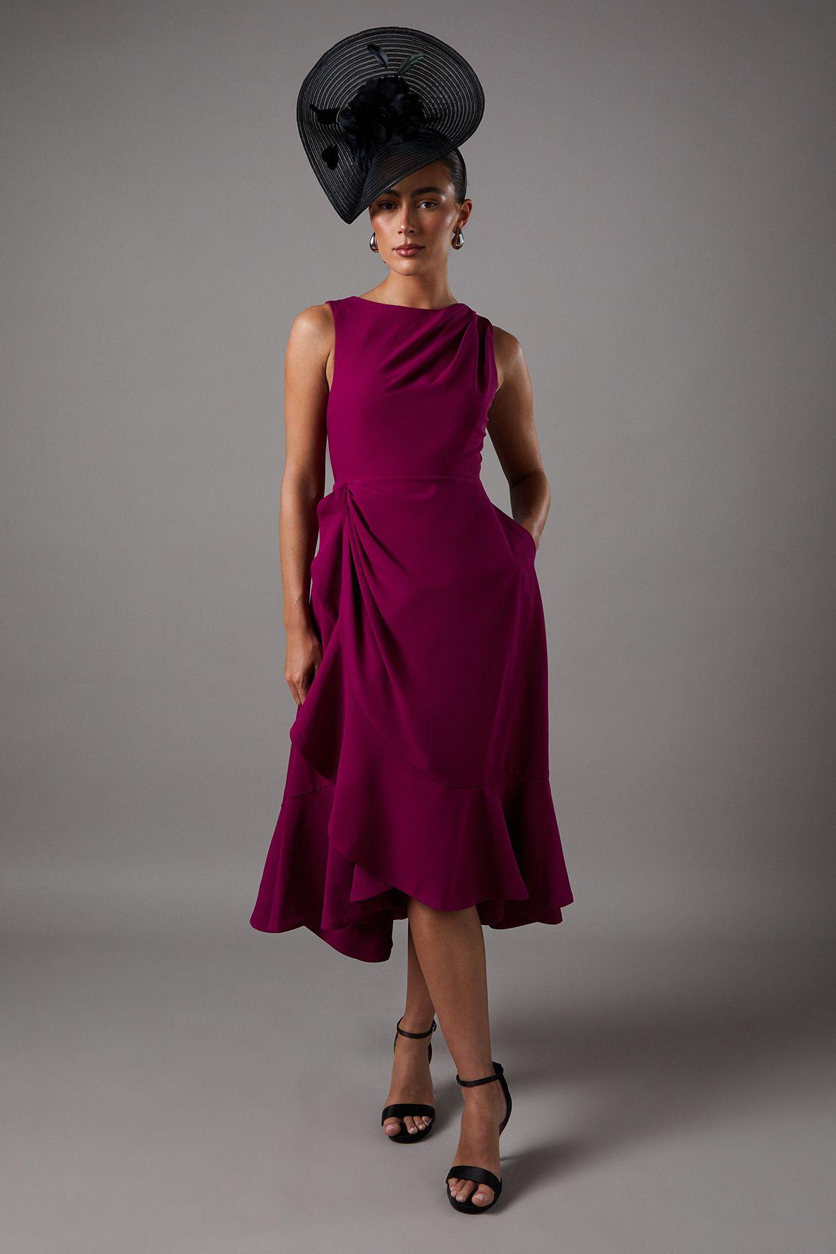 Crepe Ruffle Dress With Low Back by COAST