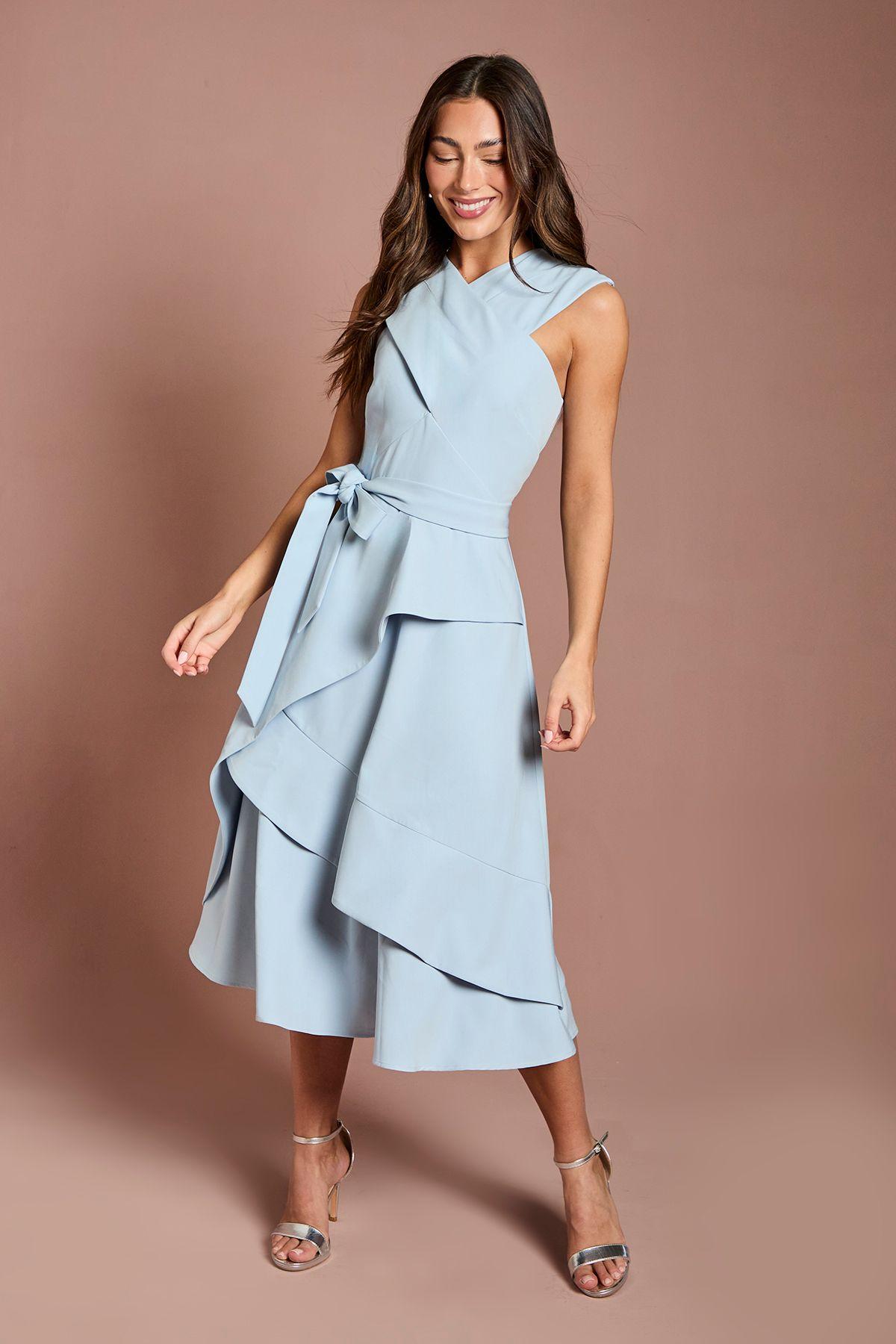 Cross Neck Bardot Crepe Midi Dress by COAST