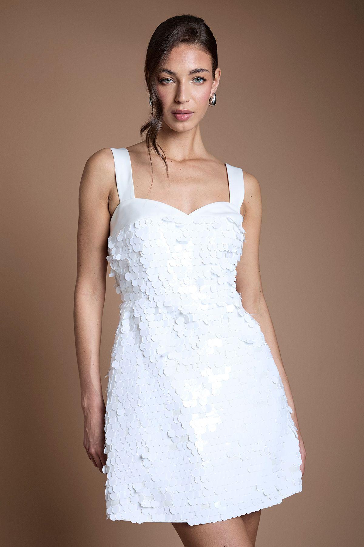 Disc Sequin Bridal Mini Dress by COAST