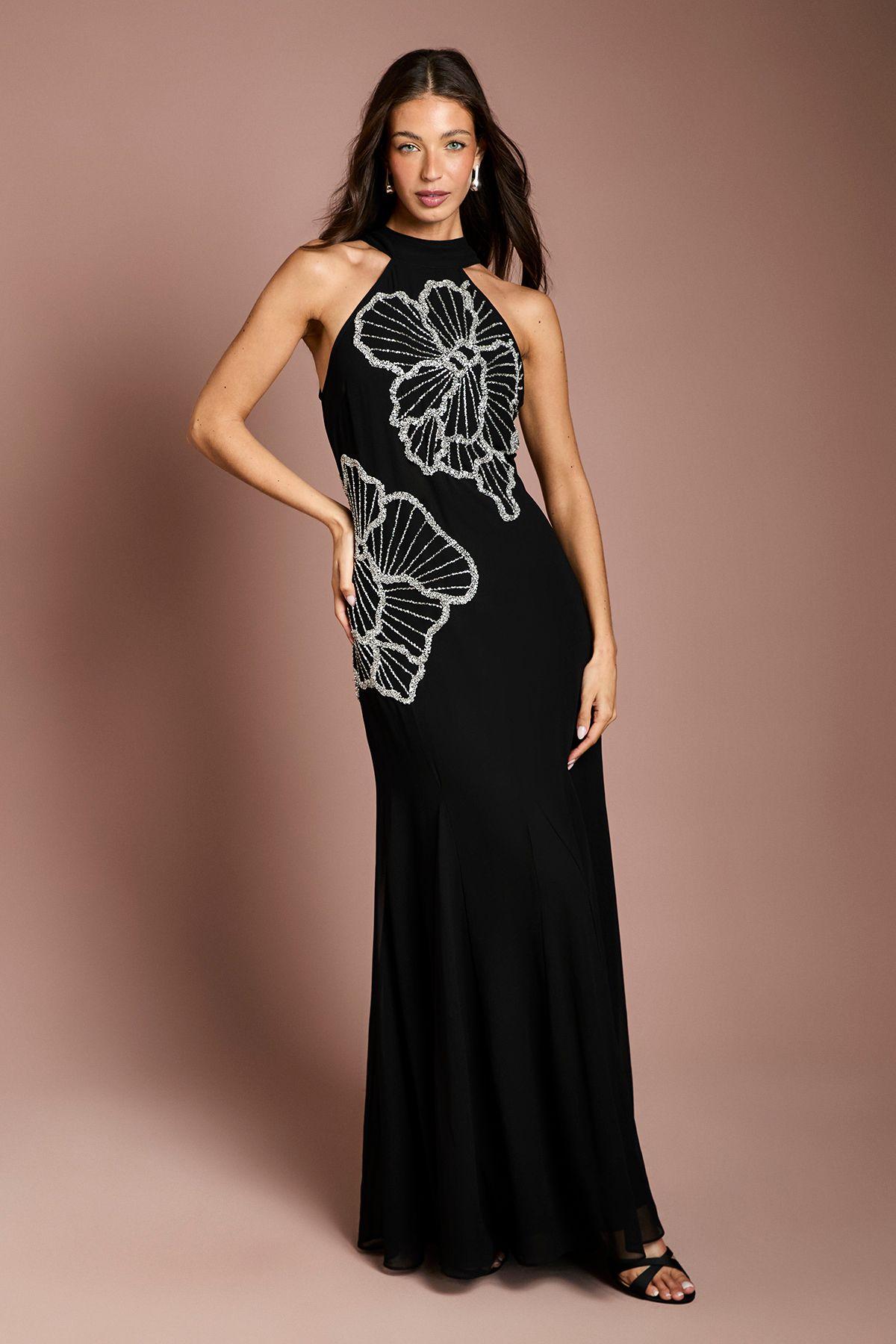 Embellished Maxi Dress With Godet Pleats by COAST