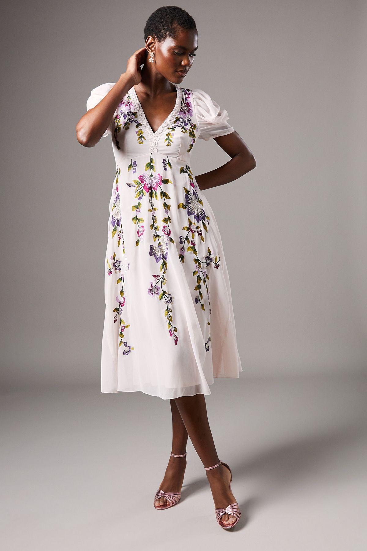 Embroidered Midi Dress by COAST