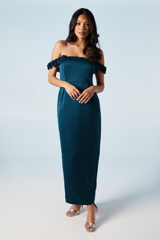 Floral Bardot Satin Bridesmaid Dress by COAST