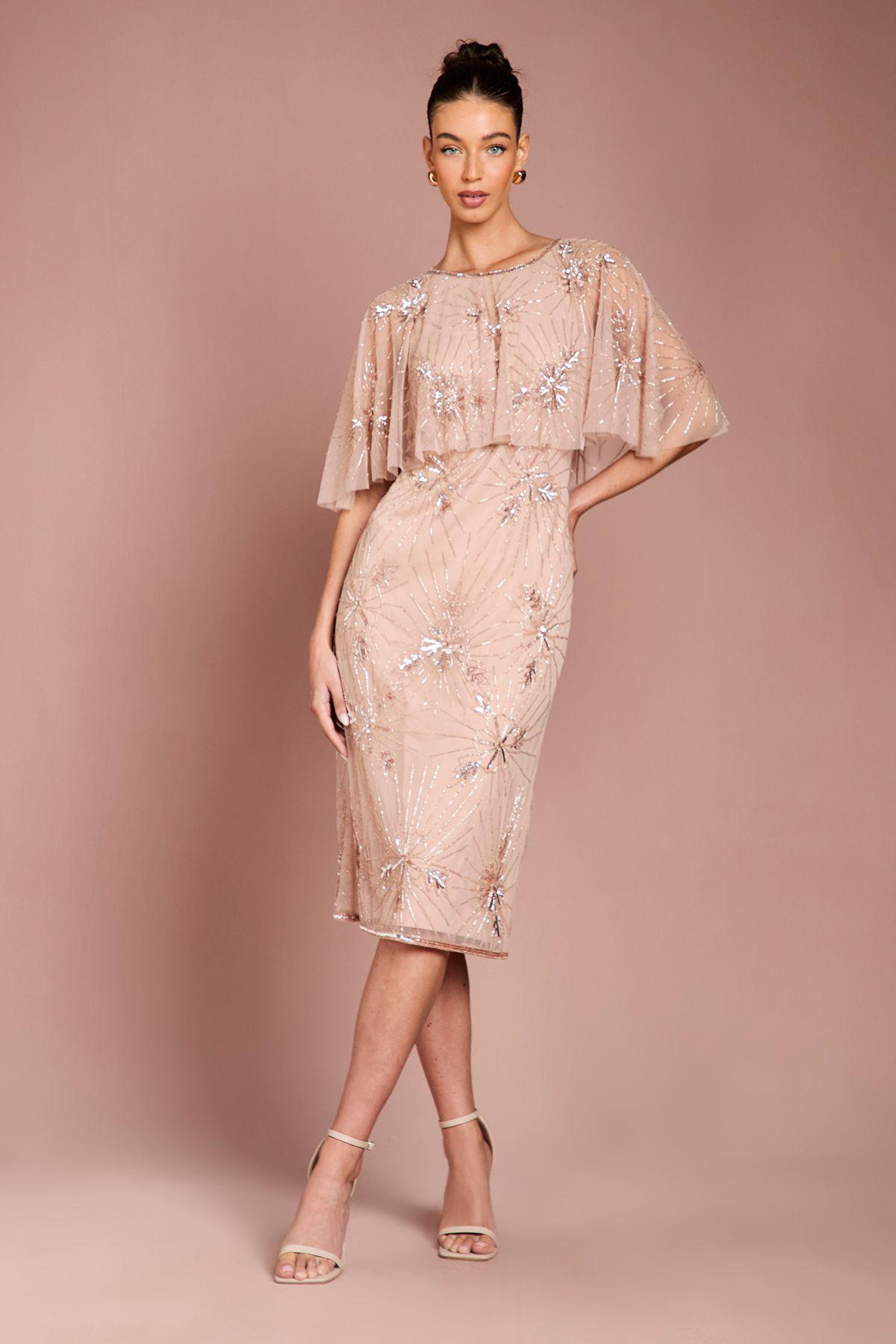 Floral Embellished Cape Midi Dress by COAST