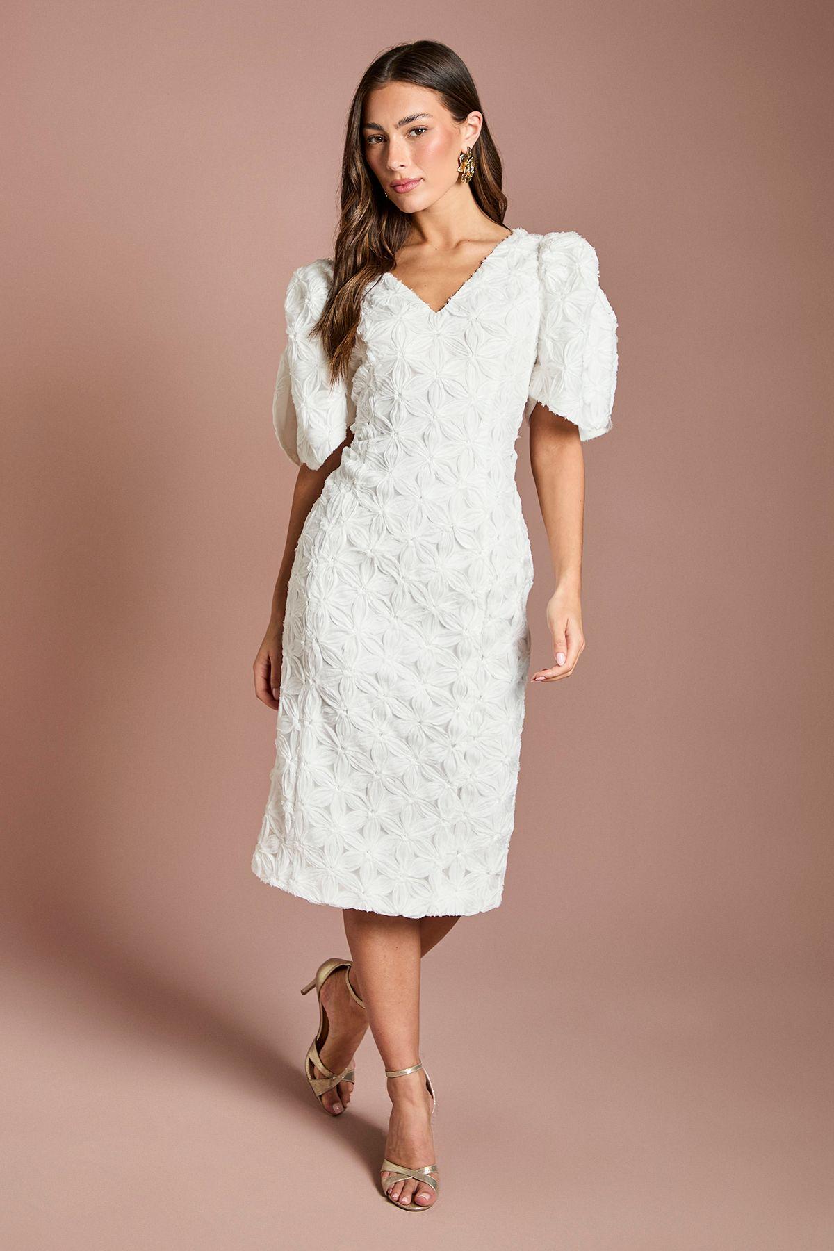 Floral Pleated Sleeve Pencil Dress by COAST