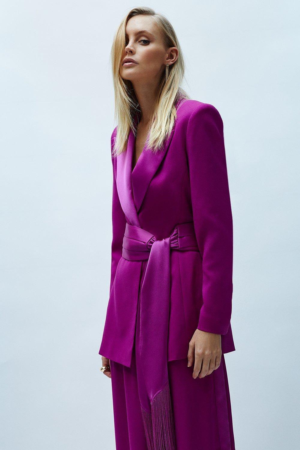 Fringe Belted Blazer by COAST