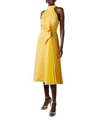 Halter Pleated Asymmetric Hem Midi Dress by COAST