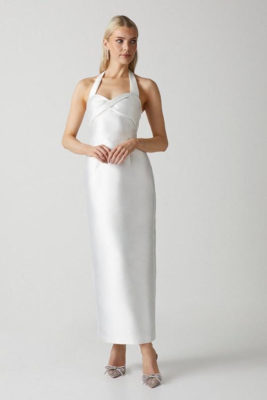 Halterneck Twill Column Wedding Dress by COAST