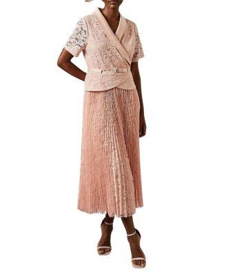 Lace 2-In-1 Jacket Pleated Midi Dress by COAST